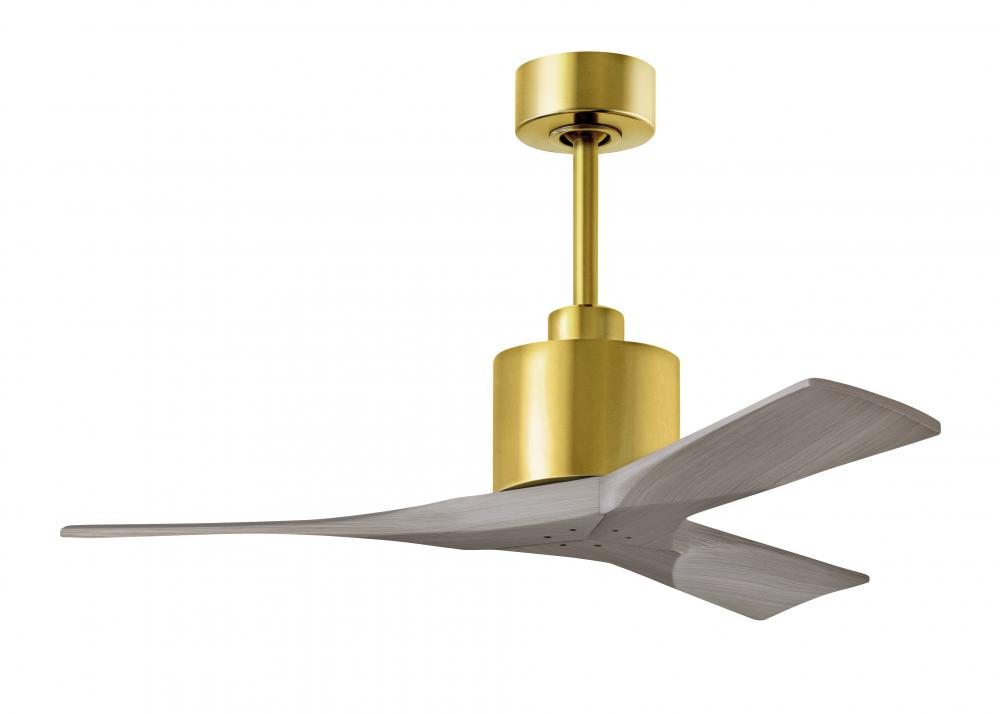Nan 6-speed ceiling fan in Brushed Brass finish with 42” solid gray ash tone wood blades