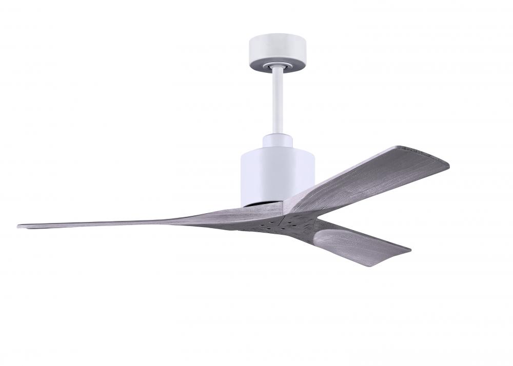 Nan 6-speed ceiling fan in Matte White finish with 52” solid barn wood tone wood blades