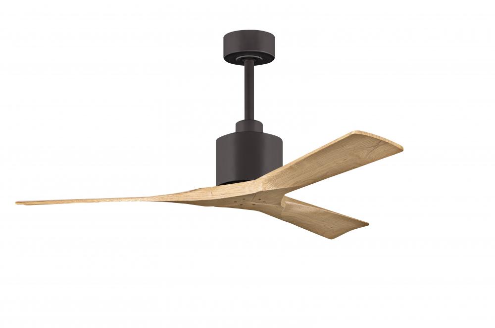 Nan 6-speed ceiling fan in Textured Bronze finish with 52” solid light maple tone wood blades