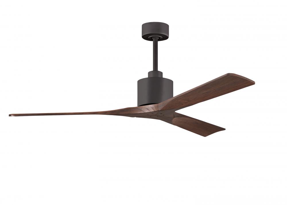 Nan 6-speed ceiling fan in Textured Bronze finish with 60” solid walnut tone wood blades