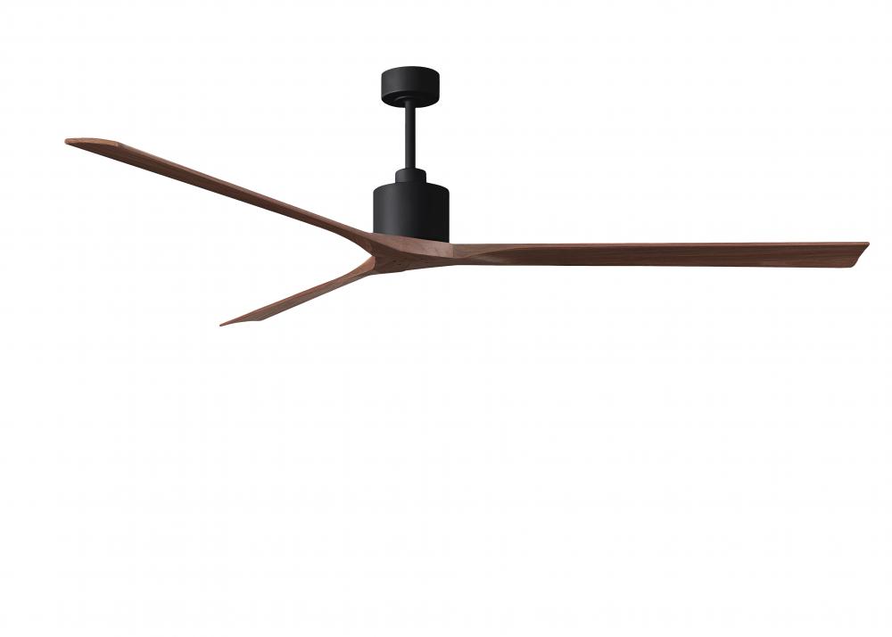 Nan XL 6-speed ceiling fan in Matte Black finish with 90” solid walnut tone wood blades