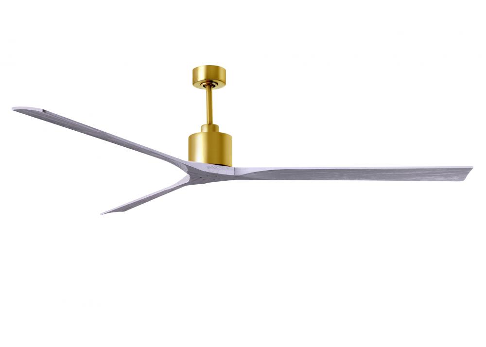 Nan XL 6-speed ceiling fan in Brushed Brass finish with 90” solid barn wood tone wood blades