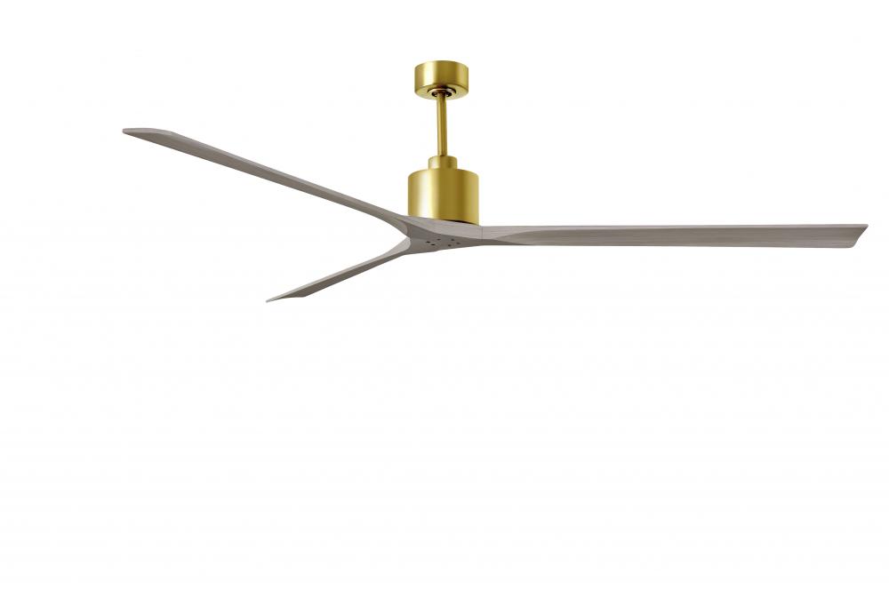 Nan XL 6-speed ceiling fan in Brushed Brass finish with 90” solid gray ash tone wood blades