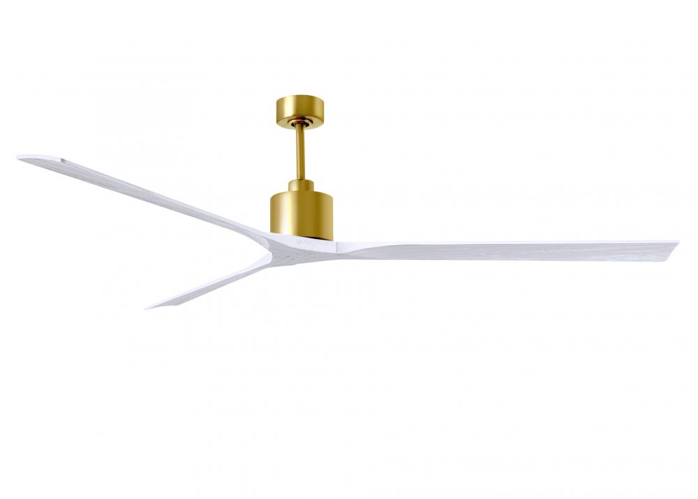 Nan XL 6-speed ceiling fan in Brushed Brass finish with 90” solid matte white wood blades