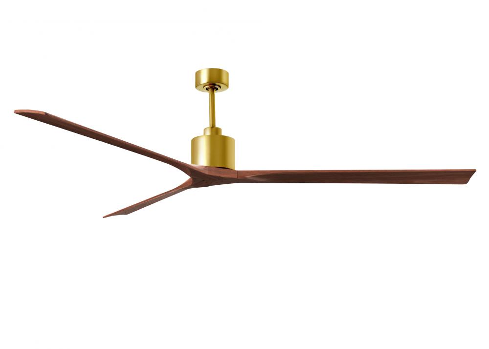 Nan XL 6-speed ceiling fan in Brushed Brass finish with 90” solid walnut tone wood blades
