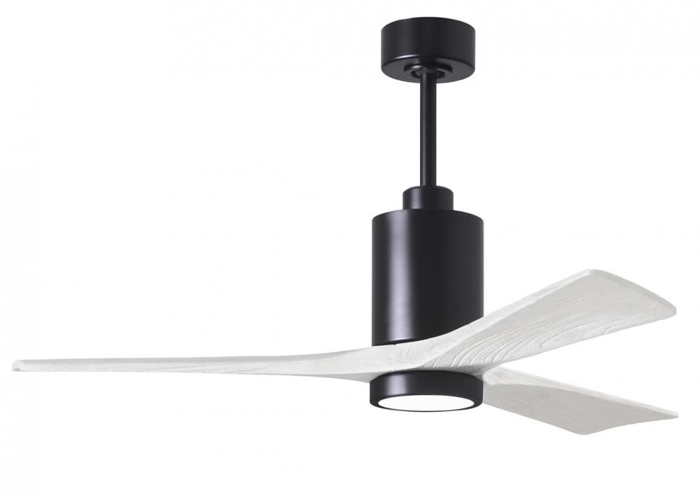 Patricia-3 three-blade ceiling fan in Matte Black finish with 52” solid matte white wood blades