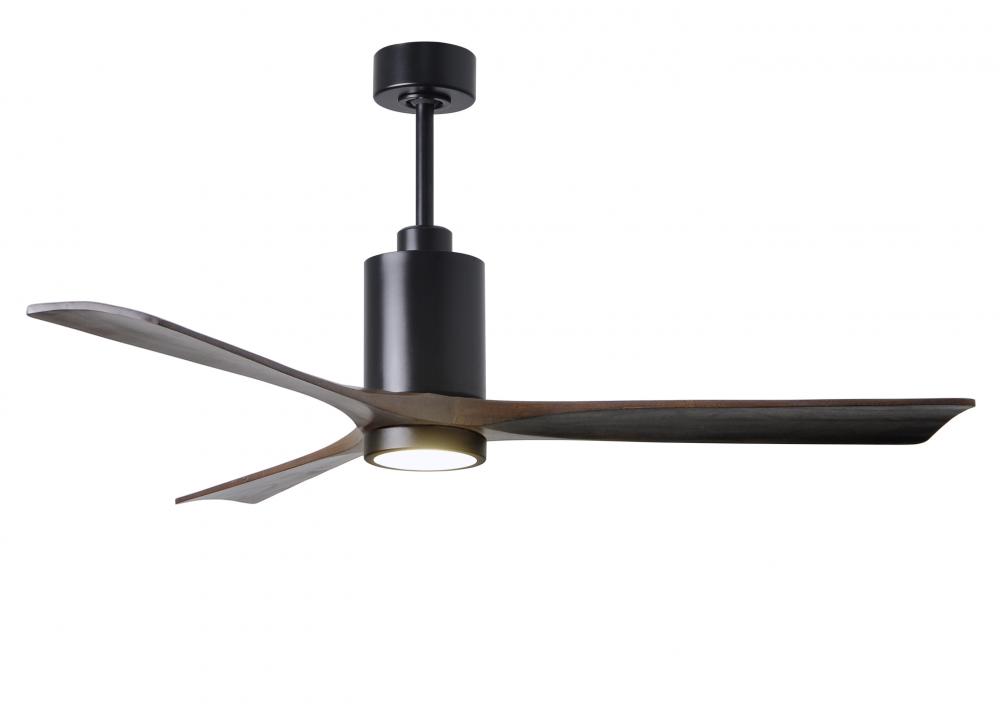 Patricia-3 three-blade ceiling fan in Matte Black finish with 60” solid walnut tone blades and d