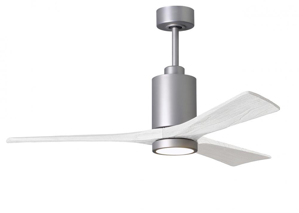 Patricia-3 three-blade ceiling fan in Brushed Nickel finish with 52” solid matte white wood blad