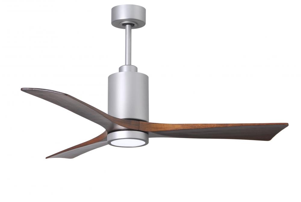 Patricia-3 three-blade ceiling fan in Brushed Nickel finish with 52” solid walnut tone blades an