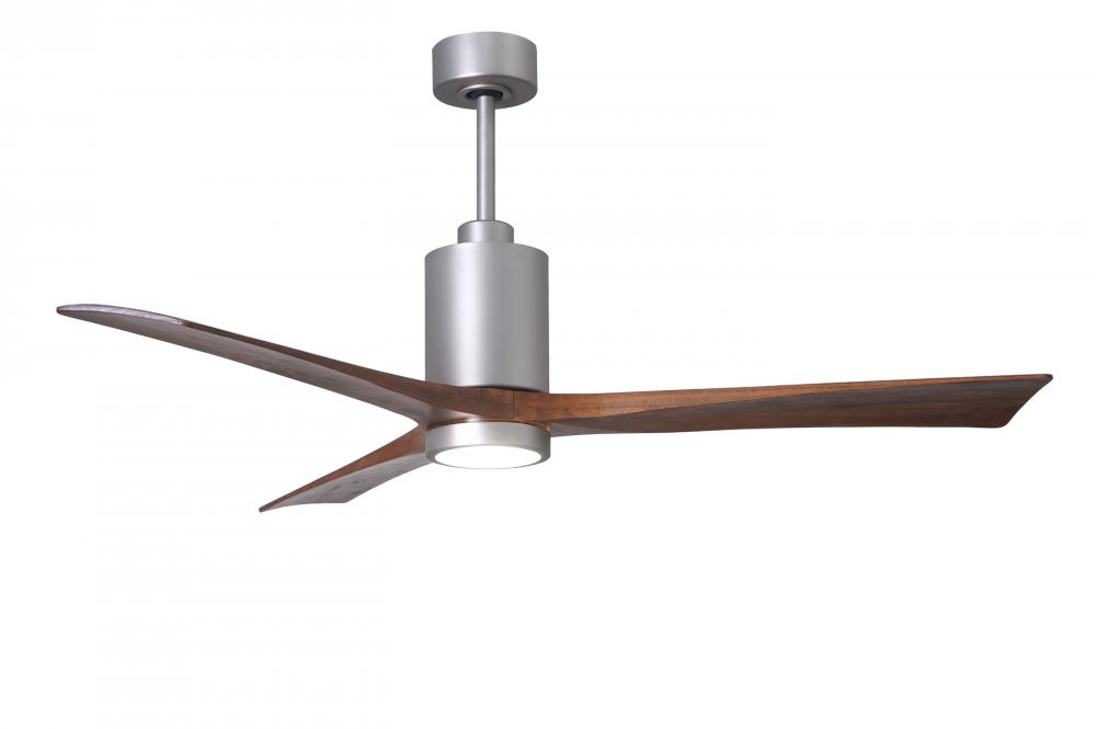 Patricia-3 three-blade ceiling fan in Brushed Nickel finish with 60” solid walnut tone blades an