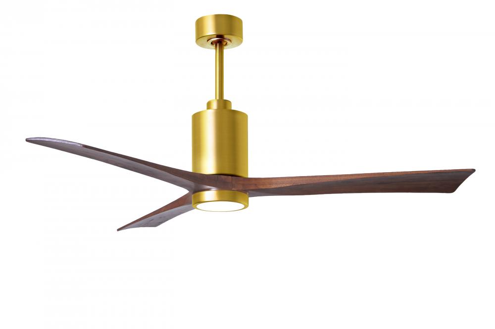 Patricia-3 three-blade ceiling fan in Brushed Brass finish with 60” solid walnut tone blades and