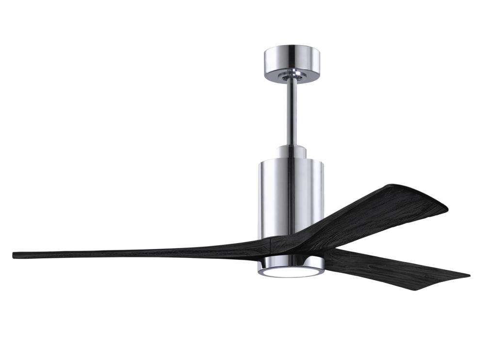 Patricia-3 three-blade ceiling fan in Polished Chrome finish with 60” solid matte black wood bla