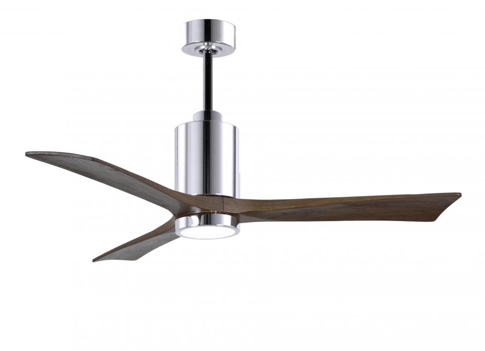 Patricia-3 three-blade ceiling fan in Polished Chrome finish with 52” solid walnut tone blades a