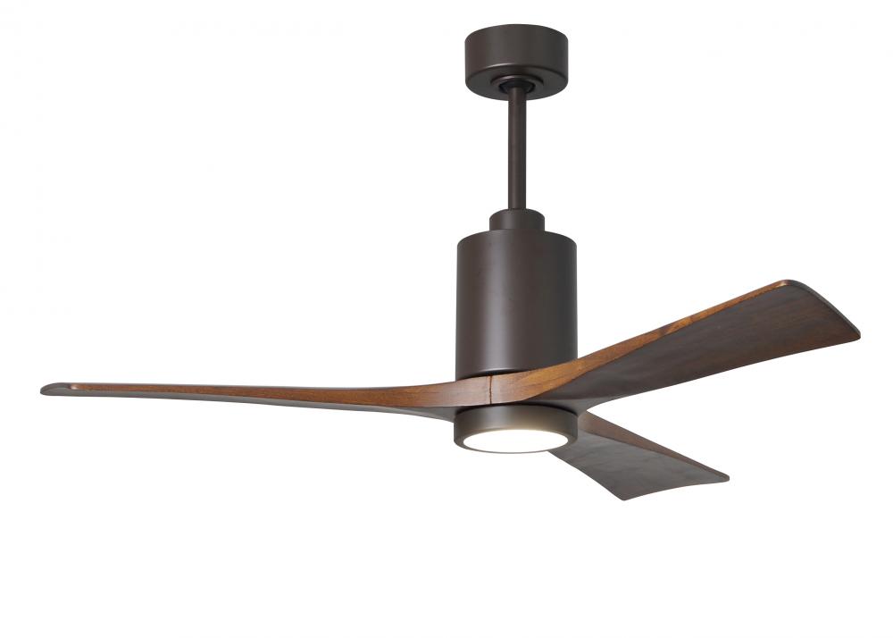 Patricia-3 three-blade ceiling fan in Textured Bronze finish with 52” solid walnut tone blades a