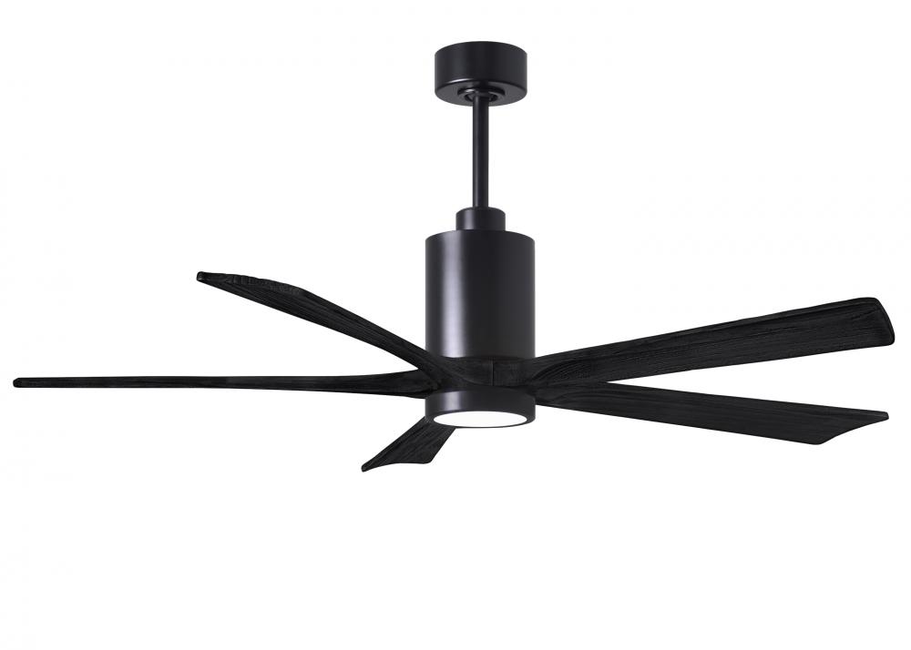 Patricia-5 five-blade ceiling fan in Matte Black finish with 60” solid matte black wood blades a