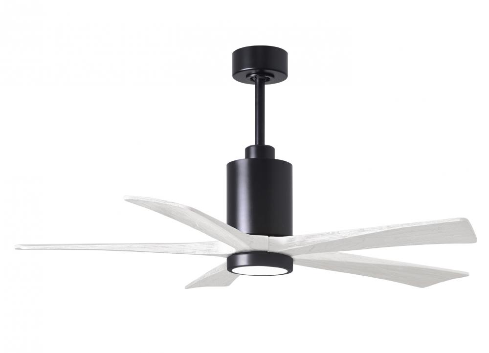 Patricia-5 five-blade ceiling fan in Matte Black finish with 52” solid matte white wood blades a