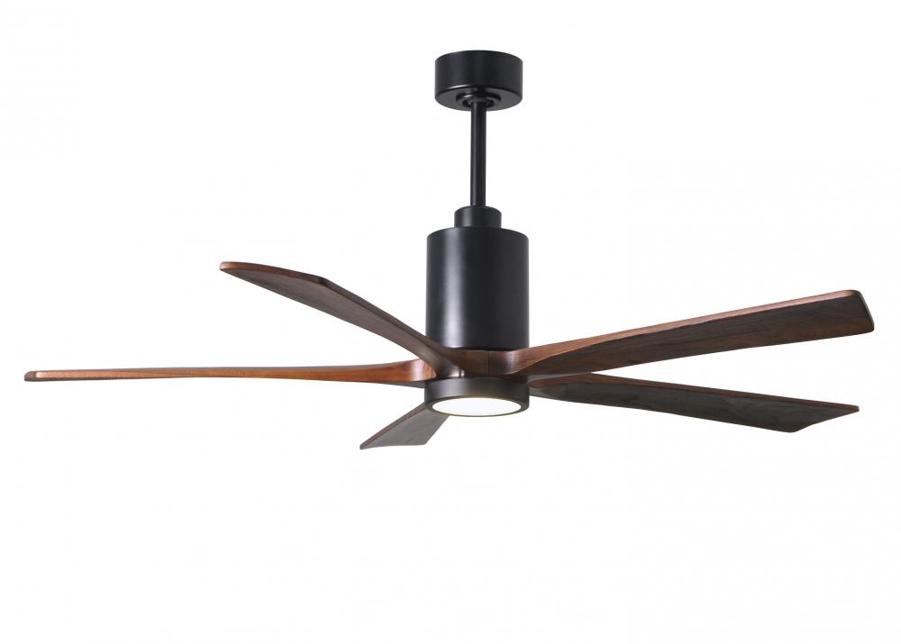 Patricia-5 five-blade ceiling fan in Matte Black finish with 60” solid walnut tone blades and di
