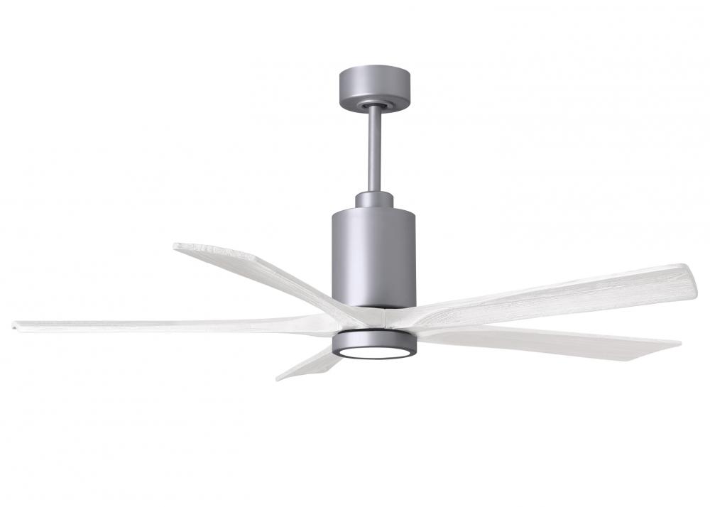 Patricia-5 five-blade ceiling fan in Brushed Nickel finish with 60” solid matte white wood blade