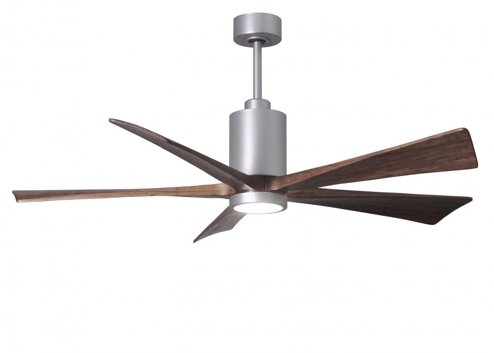 Patricia-5 five-blade ceiling fan in Brushed Nickel finish with 60” solid walnut tone blades and