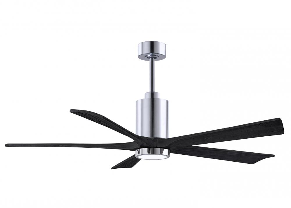 Patricia-5 five-blade ceiling fan in Polished Chrome finish with 60” solid matte black wood blad