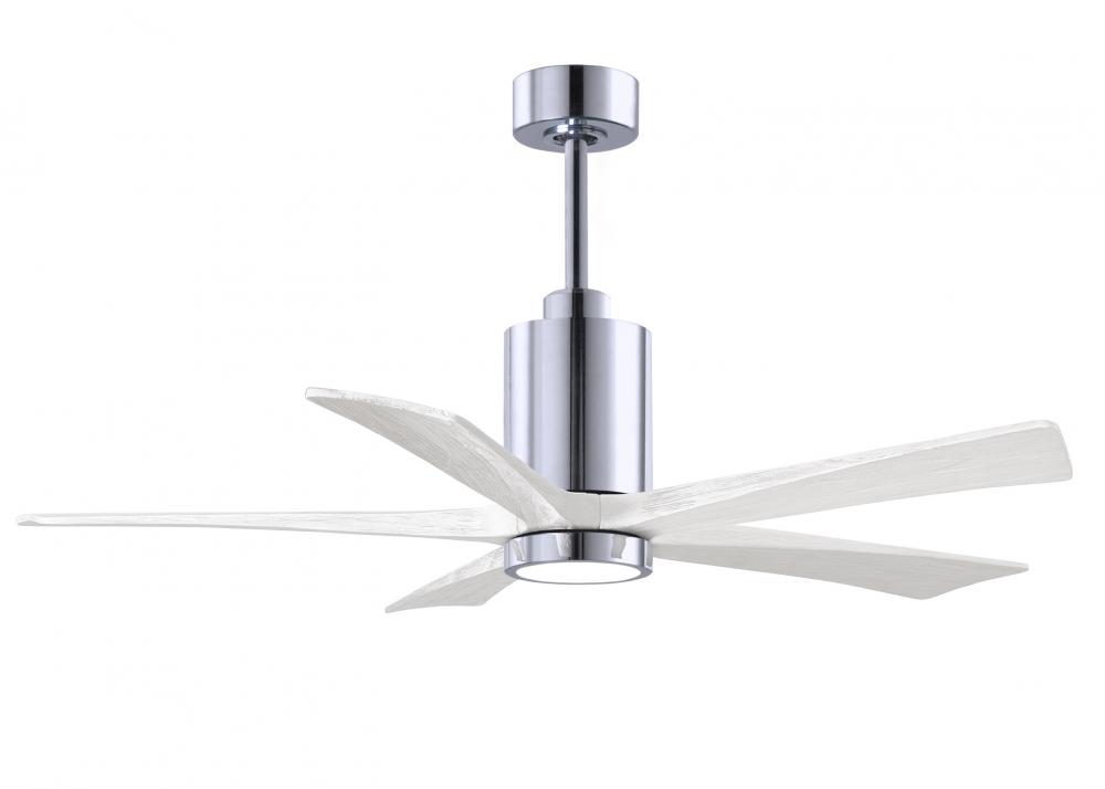 Patricia-5 five-blade ceiling fan in Polished Chrome finish with 52” solid matte white wood blad