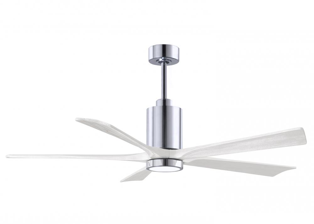 Patricia-5 five-blade ceiling fan in Polished Chrome finish with 60” solid matte white wood blad
