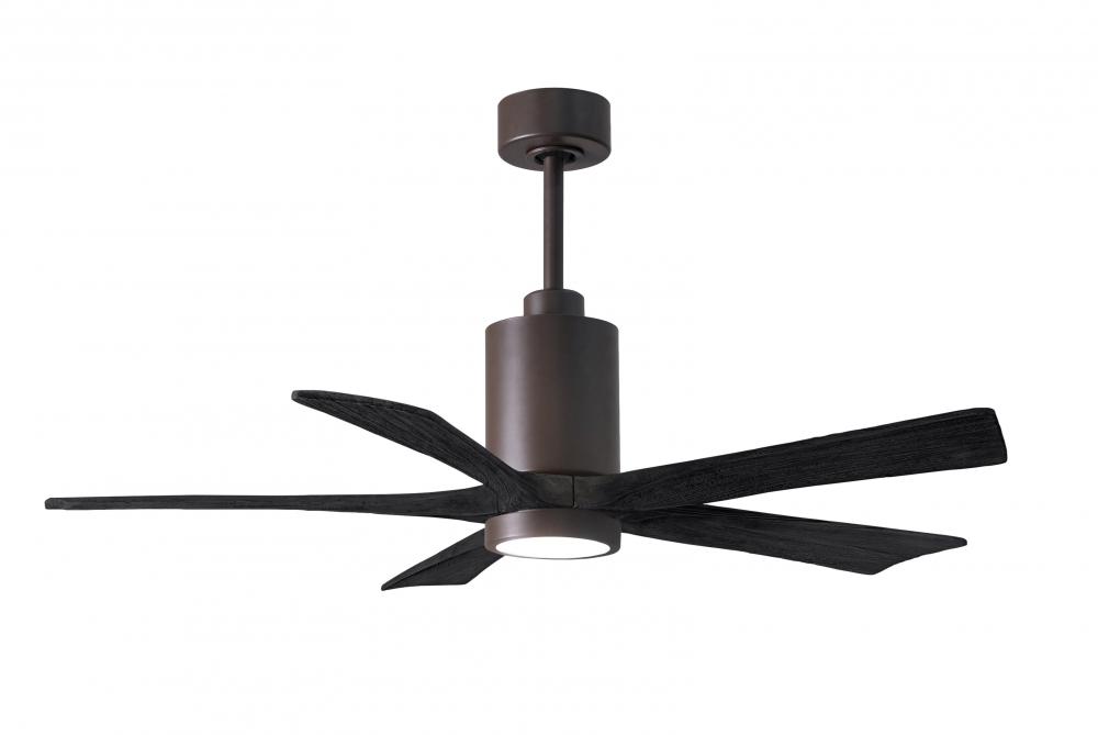 Patricia-5 five-blade ceiling fan in Textured Bronze finish with 52” solid matte black wood blad
