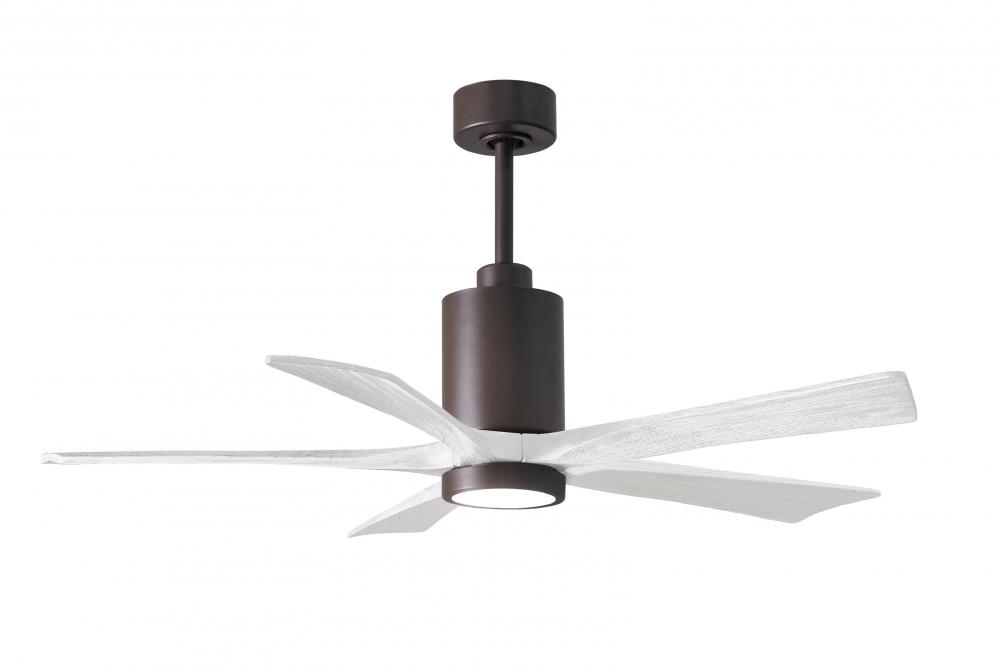 Patricia-5 five-blade ceiling fan in Textured Bronze finish with 52” solid matte white wood blad