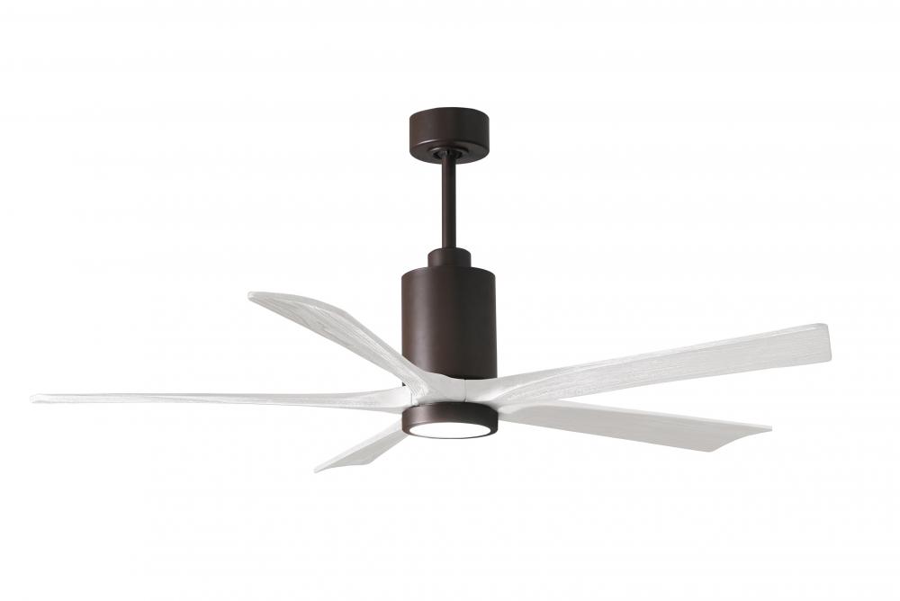 Patricia-5 five-blade ceiling fan in Textured Bronze finish with 60” solid matte white wood blad