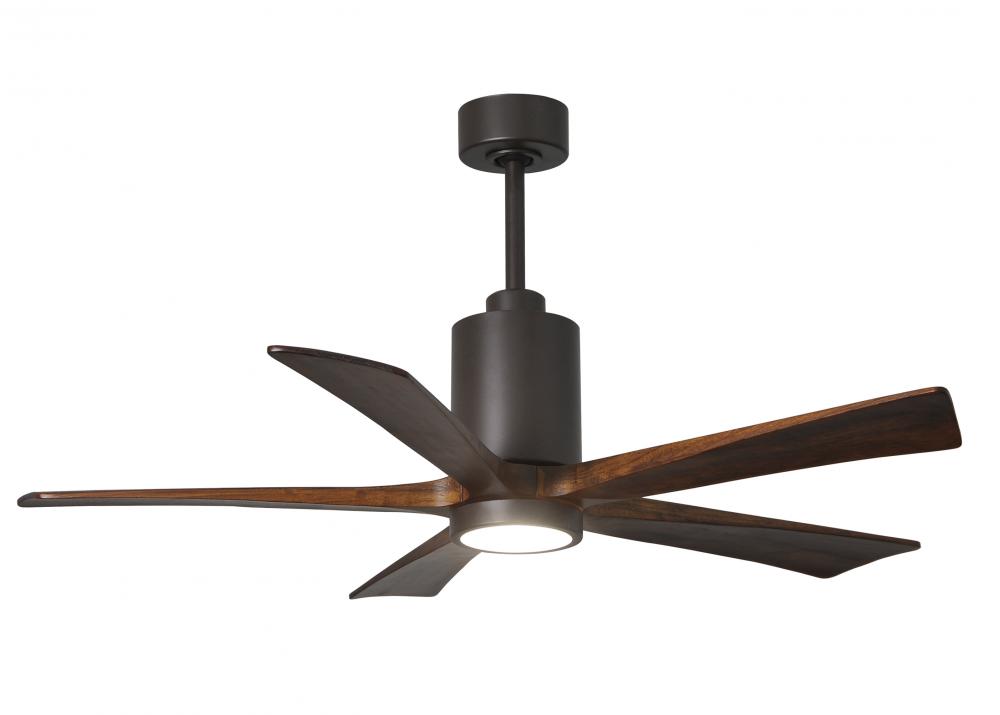 Patricia-5 five-blade ceiling fan in Textured Bronze finish with 52” solid walnut tone blades an