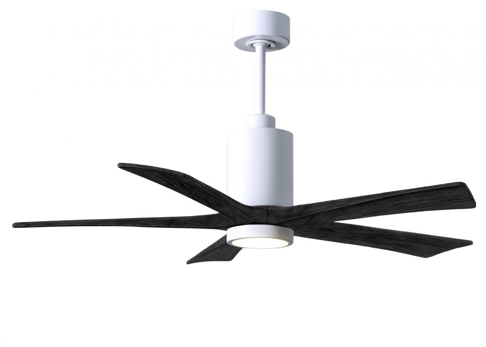 Patricia-5 five-blade ceiling fan in Gloss White finish with 52” solid matte black wood blades a