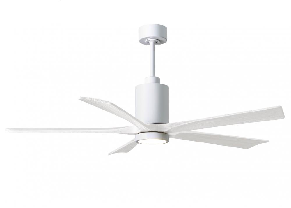 Patricia-5 five-blade ceiling fan in Gloss White finish with 60” solid matte white wood blades a