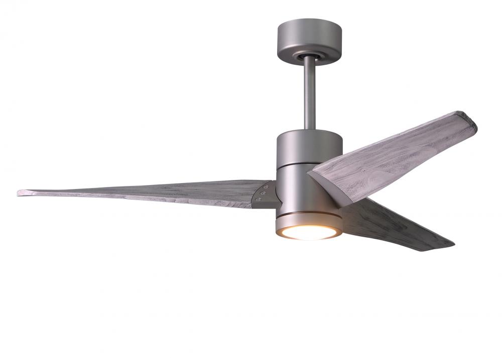 Super Janet three-blade ceiling fan in Brushed Nickel finish with 52” solid barn wood tone blade