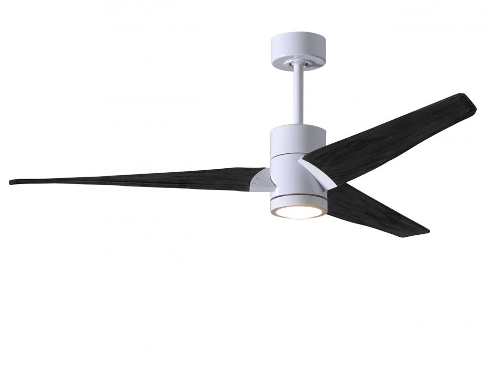 Super Janet three-blade ceiling fan in Gloss White finish with 52” solid matte blade wood blades