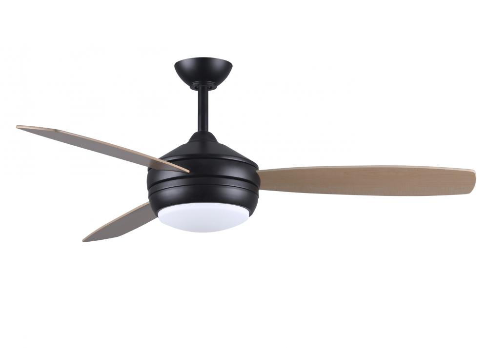 T-24 52&#34; Ceiling Fan in Matte Black and reversible Maple/Barn Wood Blades