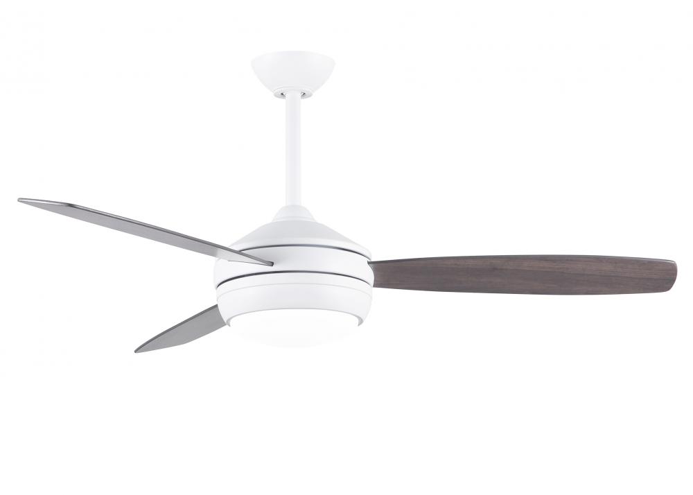T-24 52&#34; Ceiling Fan in Matte White and reversible Gray Ash/Walnut Blades