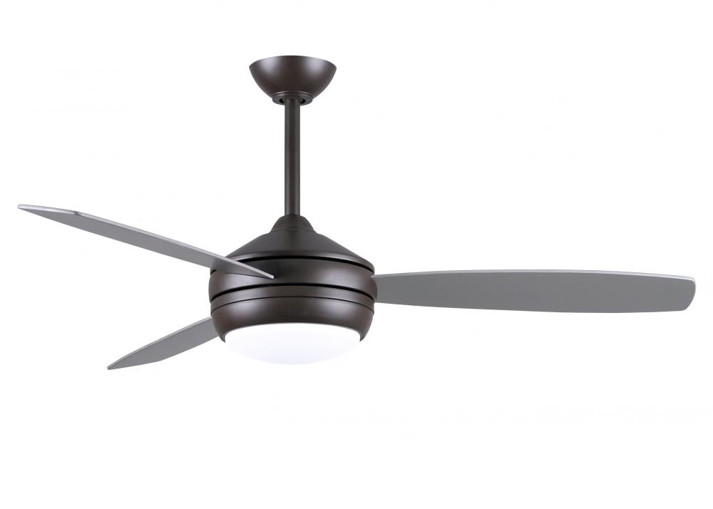 T-24 52&#34; Ceiling Fan in Textured Bronze and reversible Matte White/Brushed Nickel Blades