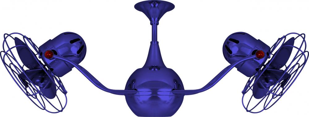 Vent-Bettina 360° dual headed rotational ceiling fan in Safira (Blue) finish with metal blades.