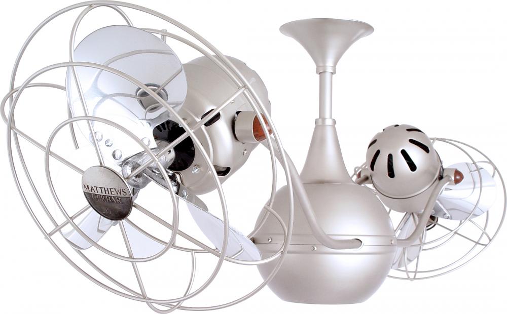 Vent-Bettina 360° dual headed rotational ceiling fan in brushed nickel finish with metal blades f