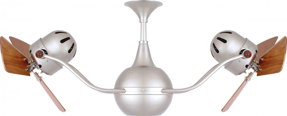 Vent-Bettina 360° dual headed rotational ceiling fan in brushed nickel finish with solid sustaina