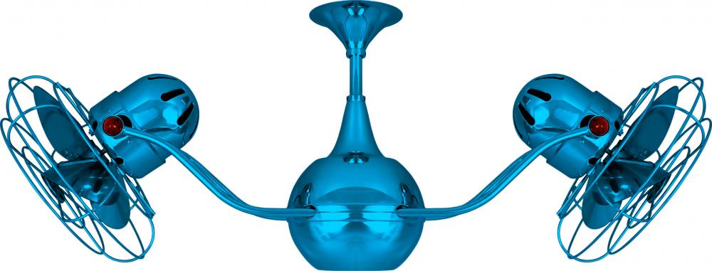 Vent-Bettina 360° dual headed rotational ceiling fan in Agua Marinha (Light Blue) finish with met
