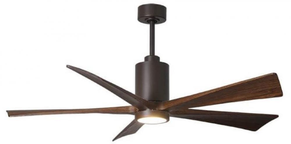 Patricia-5 five-blade ceiling fan in Textured Bronze finish with 60” solid walnut tone blades an