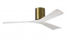 Matthews Fan Company IR3H-BRBR-MWH-52 - Irene-3H three-blade flush mount paddle fan in Brushed Brass finish with 52” solid matte white w