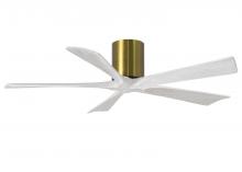 Matthews Fan Company IR5H-BRBR-MWH-52 - Irene-5H five-blade flush mount paddle fan in Brushed Brass finish with 52” solid matte white wo