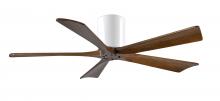 Matthews Fan Company IR5H-WH-WA-52 - Irene-5H five-blade flush mount paddle fan in Gloss White finish with 52” solid walnut tone blad