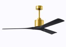 Matthews Fan Company NK-BRBR-BK-60 - Nan 6-speed ceiling fan in Brushed Brass finish with 60” solid matte black wood blades