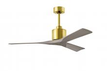 Matthews Fan Company NK-BRBR-GA-52 - Nan 6-speed ceiling fan in Brushed Brass finish with 52” solid gray ash tone wood blades