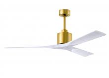 Matthews Fan Company NK-BRBR-MWH-60 - Nan 6-speed ceiling fan in Brushed Brass finish with 60” solid matte white wood blades