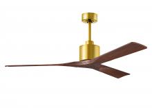 Matthews Fan Company NK-BRBR-WA-60 - Nan 6-speed ceiling fan in Brushed Brass finish with 60” solid walnut tone wood blades
