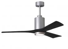 Matthews Fan Company PA3-BN-BK-52 - Patricia-3 three-blade ceiling fan in Brushed Nickel finish with 52” solid matte black wood blad